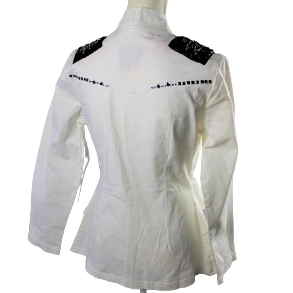 Ashro Linda White Rhinestone/Sequin/Beaded Cruise Wear Styling Jacket Size 8 - Picture 8 of 11